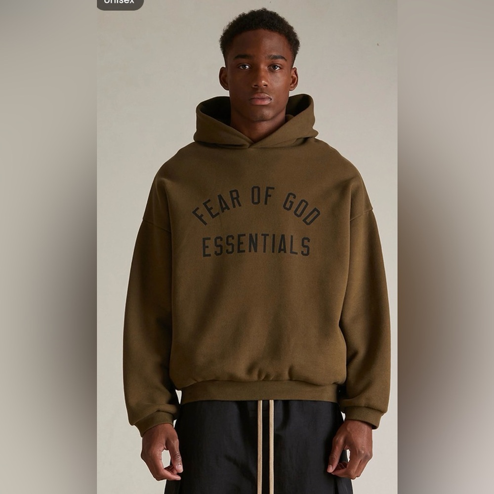 NWT Fear of God ESSENTIALS Olive Fleece Hoodie - XSMALL